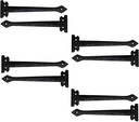 Adonai Hardware 7" "Agee" Heavy Duty Antique Cast Iron Strap False or Faux or Dummy Hinge Front (8 Pack, Matte Black) for Vintage Barn Doors, Gates, Furniture, Garage, Shutters and Fences