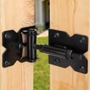 2Pcs Self Closing Gate Hinges Heavy Duty Hardware for Wooden Fence Gates Vinyl, 90 Degree Adjustable Spring Gate Door Hinges Kit with Swing Adjuster Tool and Self-Tapping Screws, Black