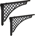 HARPOON Heavy Duty Cast Iron Victorian Shelf Bracket, 8 Inches, Baroque L-Shaped Shelf Brackets, DIY Projects, Hardware Included Black 2 Pack