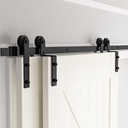 Skysen 6FT Heavy Duty Sliding Barn Door Hardware Single Track Bypass Double Door Kit Black(Bypass I Shape-1)