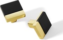 10 Pack Black and Knobs Cabinet Pulls Kitchen Cabinets Handles Zinc Alloy Cabinet Hardware Drawers Pulls for Cupboard Dresser Closet (10, Black Gold, Square)