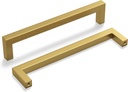Haliwu 15 Pack/Cabinet Pulls, Brushed Brass Cabinet Pulls 6-1/4 Inch Gold Cabinet Handles Brass Drawer Pulls Square Kitchen Hardware Handle