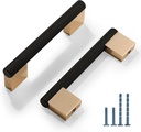 10 Pack 3.75 Inch Hole Center(96Mm) Black and Gold Knurled Cabinet Pulls Kitchen Cabinet Handles Cupboard Pulls Cabinet Hardware Drawer Pull