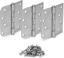 KS Hardware Stainless Steel Ball Bearing NRP Door Hinges | Heavy Duty Interior & Exterior Door Hardware for Left & Right Doors (2 Rounded Corners X 2 Squared Corners)