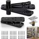 Pivot Hinge, Heavy Duty Hidden Door Hinge for Wood Secret Door, Pivot Door Hardware for Hidden Door Bookcase, 360 Degree Rotation Stainless Steel Invisible Pivot Hinge System – Black