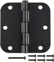 30 Pack Matte Black Door Hinges 3.5 X 3.5 Inch, Rounded Interior Door Hinges with 5/8"Radius, Heavy-Duty Black Hinges for Doors Standard Bedroom Office Door Hardware Removable Pin,Farmhouse,Shed,Gate