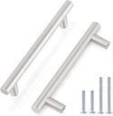 Gobrico 30 Pack 4" Hole Centers Satin Nickel Kitchen Cabinet Handles Bathroom Drawer Pulls Stainless Steel Euro Bar Cabinet Hardware Kitchen Cupboard Pulls