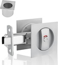 Sliver Pocket Door Lock with Edge Pull, Red-Green Indication Privacy Pocket Door Latch for Bed/Bath/Study Room, Recessed Mounting Flush with the Surface, Contemporary Pocket Door Hardware