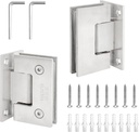 2 Pack Frameless Glass Shower Door Hinges, 90 Degree Glass to Wall Shower Door Hinges, 304 Stainless Steel Brushed Nickel Shower Door Clamp for 8Mm-12Mm