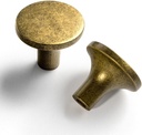 Goo-Ki Antique Brass Cabinet Knobs,1.3 Inch(32Mm) Retro Brass Knobs for Dresser,Wardrobe,Cupboard,Vintage Zinc Alloy Kitchen Hardware,6 Pack