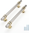 Rergy 10 Pack Brushed Nickel Cabinet Pulls Kitchen Cabinet Handles - Cabinet Pulls Brushed Nickel&Gold Kitchen Pulls for Cabinet Zinc Aolly Hardware Pulls 5Inch(128Mm) Hole Center to Center