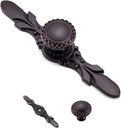 10 Pack round Oil Rubbed Bronze Cabinet Handles - 1.26” Knob & 5.8” Plate - Drawer Handles Vintage for Home, Farmhouse and Office Decorative Knobs and Pulls