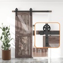 Skysen 5FT Single Door Sliding Barn Door Hardware Track Kit Black (Big Wheel)