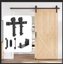 8Ft Heavy Duty Sturdy Sliding Barn Door Hardware Kit, Single Door-Smoothly and Quietly, Easy to Install and Reusable - Fit 1 3/8-1 3/4" Thickness & 48" Wide Door Panel, Black(I Shape Hanger)