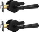 Orger 2 Pack Matte Black Passage Door Lever Interior Non-Locking Door Handle, Passage Door Lock for Closet and Hallway, Black Door Handle for Right & Left Sided Doors
