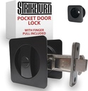 Matte Black Pocket Door Lock and Pull - Reversible Pocket Door Privacy Lock - Ergonomic Pocket Door Handle with Pocket Door Pull - Customizable Matte Black Pocket Door Hardware with Lock for Safety