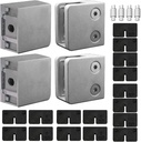 Premium Aluminum Square Flat Back Glass Clamp for 1/4" - 3/8" Tempered Glass or Laminated Glass, 4-Pack (Brush Nickel)