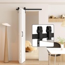 36" Bi-Folding Sliding Barn Door Hardware Kit for 2 Doors, Heavy Duty Side Mounted Roller for Smooth Sliding, Fit Double 16" Bifold Doors, Space-Saving Folding Solution (Doors Not Included)