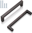 GOBEKOR 10 Pack Cabinet Handles Oil Rubbed Bronze Cabinet Pulls 5 Inch (128Mm) Hole Center Square Dresser Drawer Pulls Solid Dresser Handles for Kitchen Cabinets Bronze Cabinet Hardware