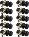 Probrico (10 Pack round Passage Door Knob(Non-Locking Knobs), Keyless Doorknobs Interior/Exterior Door Lockset,Passage Knobs for Hallway/Closet,Black Finish Modern Design Door Hardware