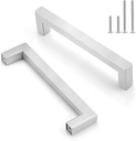 Gobrico Satin Nickel Square Bar Kitchen Cabinet Hardware Handles Pulls - 5In(128Mm) Hole Centers, 5-1/2In (140Mm) Overall Length -10Packs
