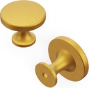 Hickory Hardware 10 Pack Solid Core Kitchen Cabinet Knobs, Luxury Cabinet and Dresser Knobs, Handle Pulls for Doors & Drawers, 1-3/8 Inch, Brushed Golden Brass, Forge Collection