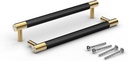 Bar Cabinet Handle Knob Pull Brushed Satin Gold/Brass Finish with Electroplated Black 8.5" (7.5" Hole Center) for Kitchen Cabinet Hardware/Dresser Drawer Handles 10 Pack
