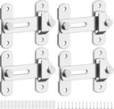 SMARTSTANDARD Barn Door Lock, 180 Degree Barn Door Latch, Stainless Steel Gate Latch Hardware, Barn Door Locks and Latches for Bedroom, Wooden Fence, Pocket Door, Cat Door, Bathroom (Silver, 4PCS)