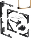 Heavy Duty Fence Gate Kit, Gate Corner Brace Bracket with a Self-Locking Gate Latch, Gate Hardware Kit for Wooden Fence Garden Wooden Driveway Gates,Shed Doors, Corral Gates - anti Sag Gate Frame Kit