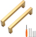 Cabinet Pulls Gold Cabinet Handles Square Drawer Pulls, 20 Pack 5 Inch Stainless Steel Kitchen Door Cupboard Cabinet Handles, Drawer Hardware Handles, 128Mm Hole Centers
