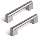 100 Pack 3-3/4 Inch Drawer Pulls Brushed Nickel Cabinet Handles -Modern Cabinet Pulls Brushed Nickel Stainless Steel Boss Bar Drawer Pulls Cabinet Door Hardware for Bathroom, Closet, Wardrobe
