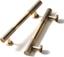 4 Pack Antique Brass Cabinet Pulls Handles 3-3/4 in (96Mm) Hole Center Drawer Dresser Solid Brass Pulls Striped Wardrobe Kitchen Bedroom Hardware Handles