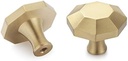 Pack of 10, Gold Brass Cabinet Knobs, Brushed Dresser Drawer Knobs Pull Handle for Bath Kitchen Cabinetry by Yangqihome(Octgon B Style)