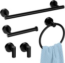 5-Pieces Matte Black Bathroom Hardware Set, Stainless Steel Bath Towel Bar Set Wall Mounted, Includes 16 Inch Towel Bar, Toilet Paper Holder, Towel Ring, 2 Towel Hooks, Bathroom Accessories Kit