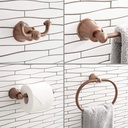433325 Cooper Collection Bathroom Hardware Set with 7-5/8 Inch Tissue Roll Holder, 9-5/8 Inch Towel Ring, 25-1/2 Inch Towel Bar and 3-1/2 Inch Robe Hook