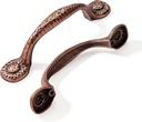 10 Pack Rustic Pulls,Antique Copper Cabinet Pulls Hammered Cabinet Pulls Kitchen Cabinet Hardware Vintage Pulls for Drawers 3-3/4 Inch (96Mm) Hole Center
