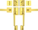 TICONN Double Front Door Handle Set, Heavy Duty Square Door Lever and Single Cylinder Deadbolt Combo for Side by Side Entrance Exterior Doors (Polished Brass)