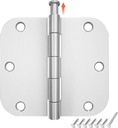 18 Pack Door Hinges Brushed Nickel, Interior Door Hinges 3.5 X 3.5 Inch, 5/8 Radius, Satin Nickel 3 1/2 Interior Door Hinges, 3 ½"X 3 ½" Silver Hardware