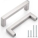 Probrico | 30 Pack Kitchen Cabinet Handles 4" (102Mm) Holes Centers Stainless Steel Square Drawer Pulls Brushed Nickel 4-1/2" Overall Length
